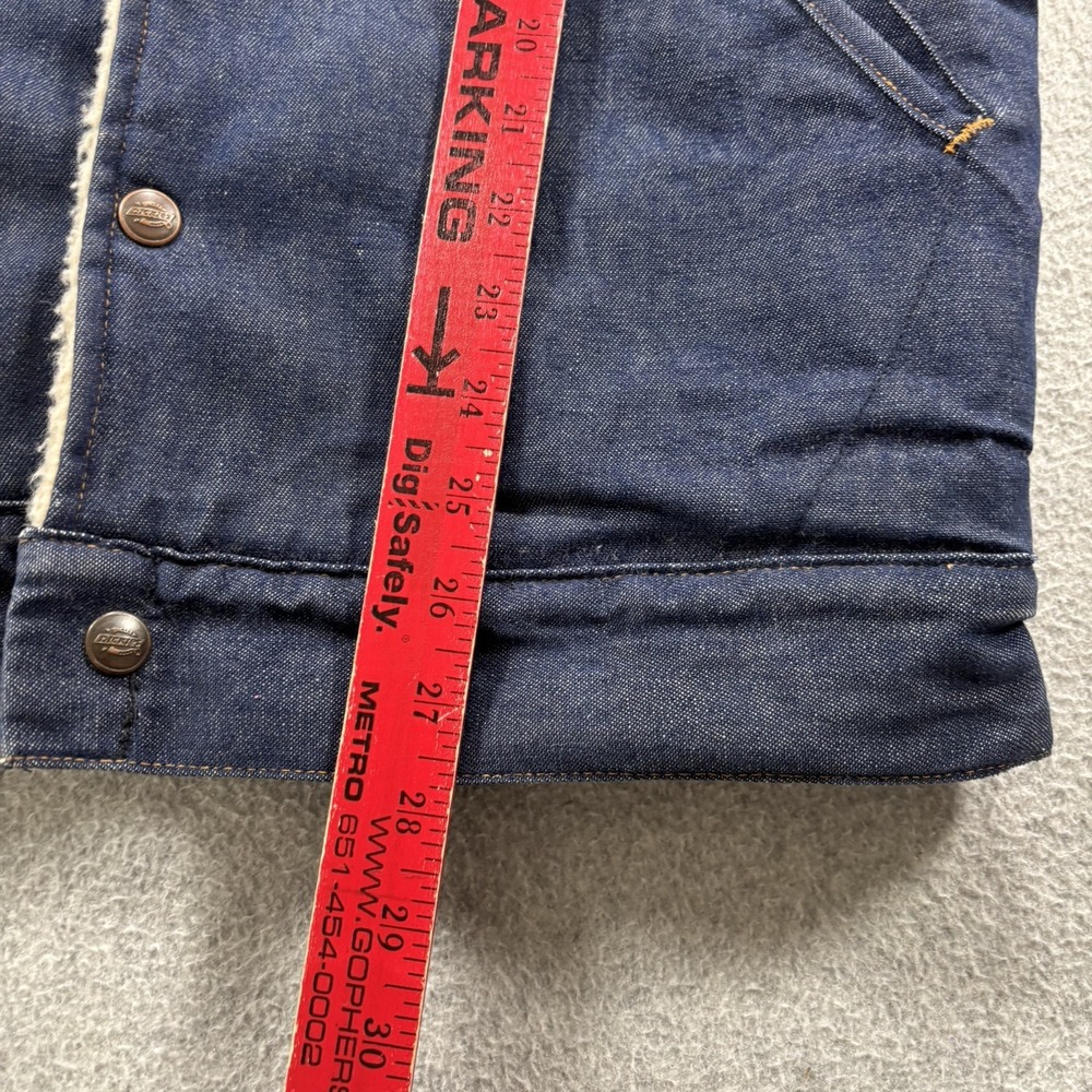 Vintage Dickies Sherpa Lined Denim Jean Jacket Western Trucker Coat Mens Small - Picture 15 of 16